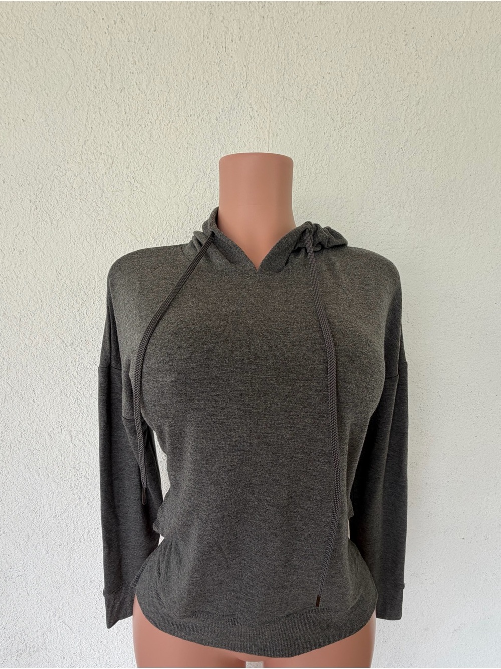 Adrienne Vittadini Charcoal Hooded Crewneck Sweater